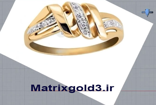 آموزش matrixgold طراحی  انگشتر طلا فانتزی گره عشق نگین‌دار